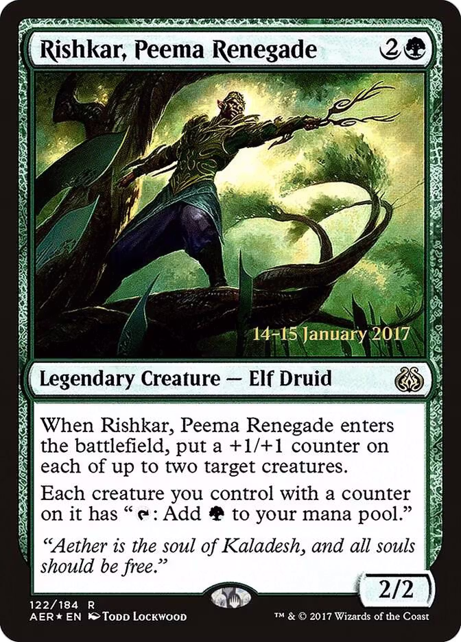 Rishkar, Peema Renegade (122), Prerelease Cards — Magic card price