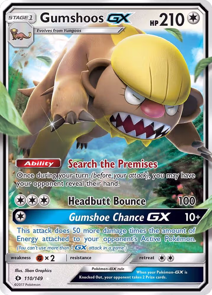 Gumshoos GX (110/149), SM Base Set — Pokémon card price