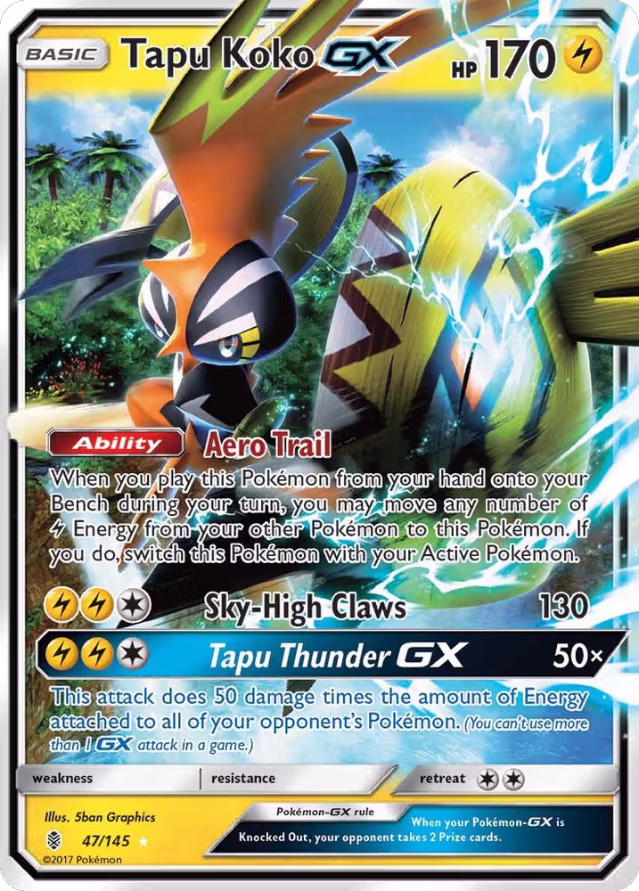 Tapu Koko GX (47/145), SM - Guardians Rising — Pokémon card price