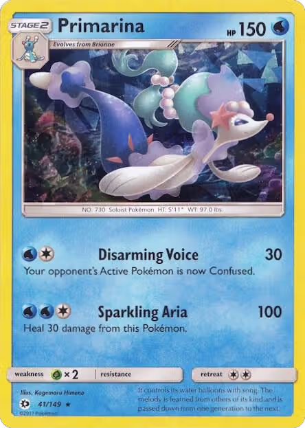 Primarina - 041/149 (Cracked Ice Holo) (041/149), Deck Exclusives — Pokémon card price