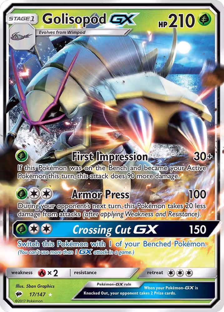 Golisopod GX (17/147), SM - Burning Shadows — Pokémon card price