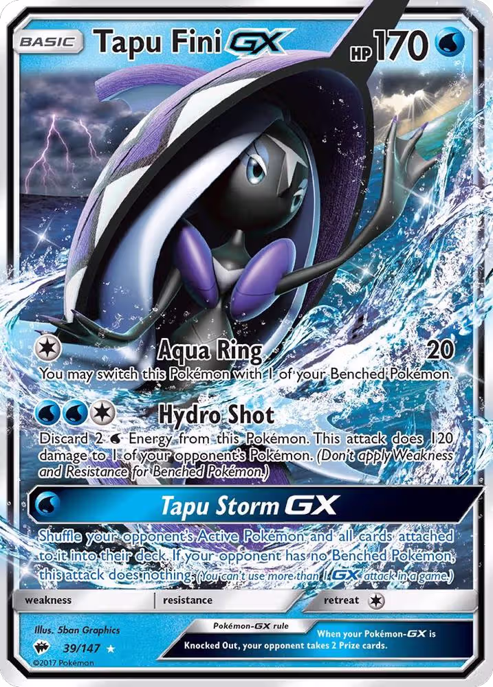 Tapu Fini GX (39/147), SM - Burning Shadows — Pokémon card price