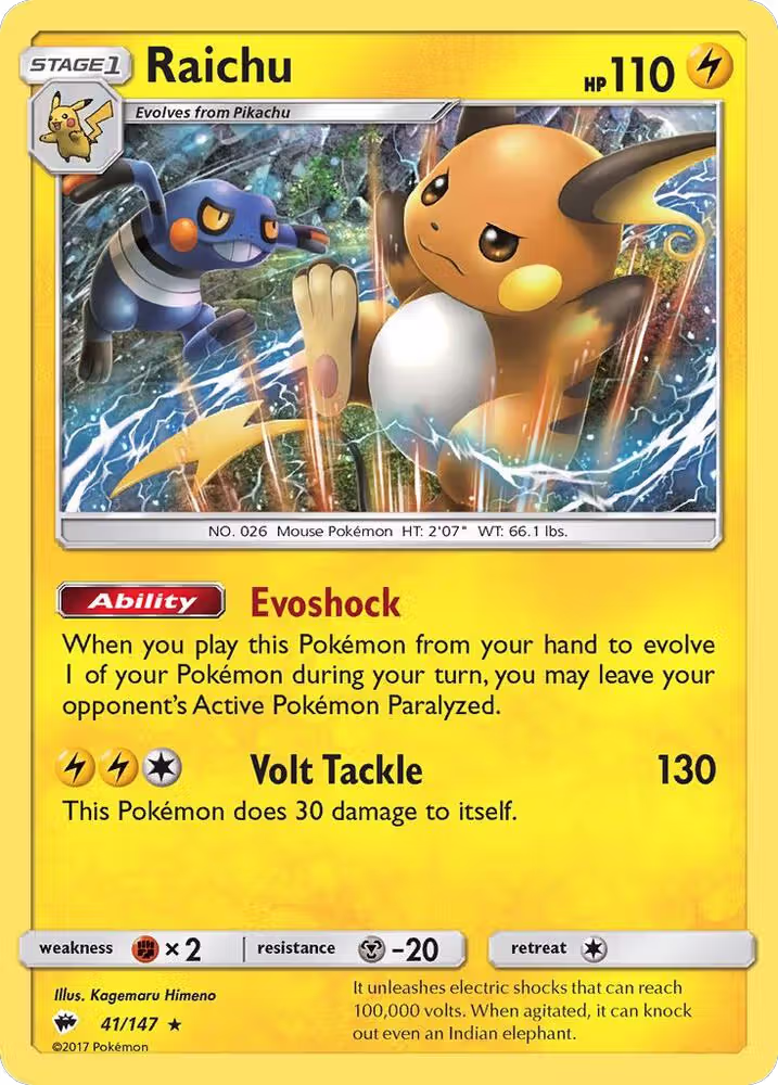 Raichu (41/147), SM - Burning Shadows — Pokémon card price