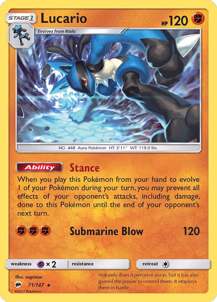Lucario (71/147), SM - Burning Shadows — Pokémon card price