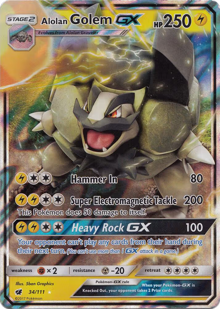 Alolan Golem GX (34/111), SM - Crimson Invasion — Pokémon card price