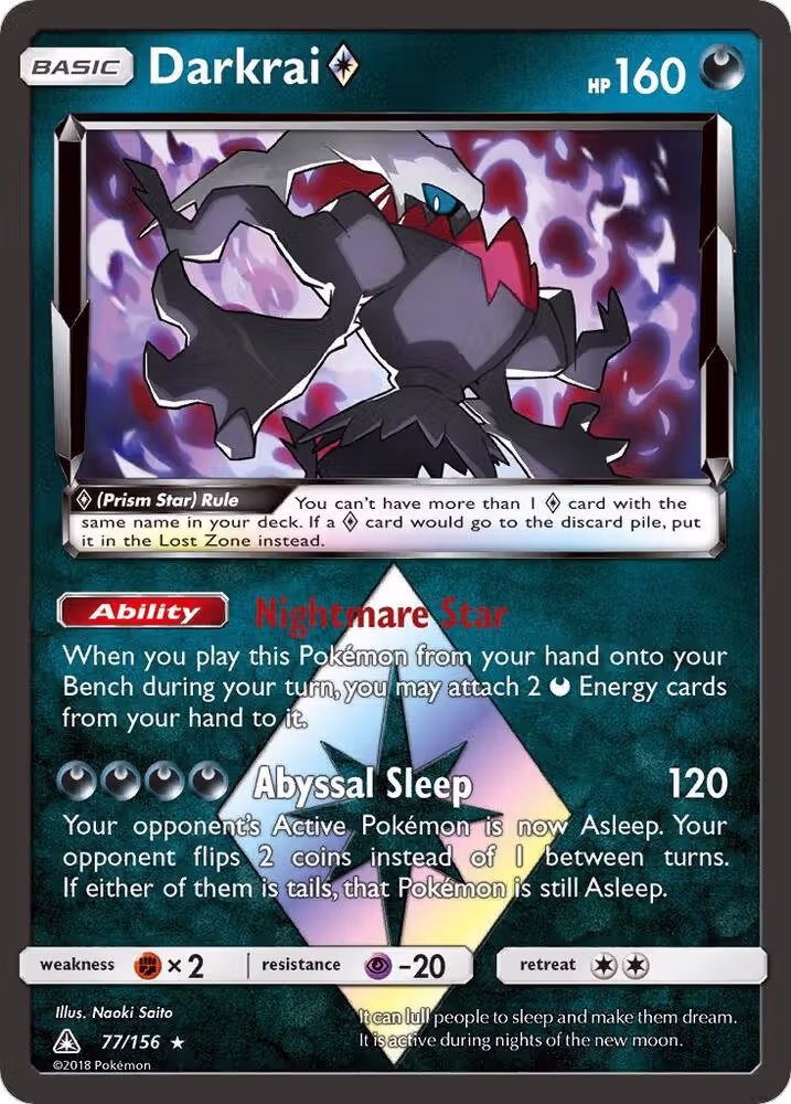 Darkrai Prism Star (77/156), SM - Ultra Prism — Pokémon card price