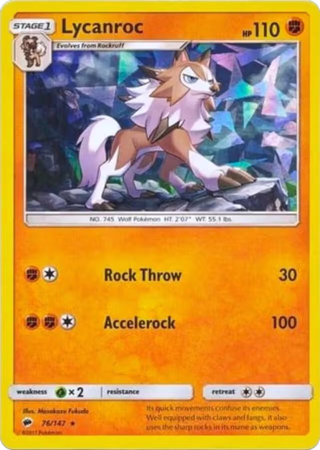 Lycanroc - 76/147 (Cracked Ice Holo) (076/147), Deck Exclusives — Pokémon card price