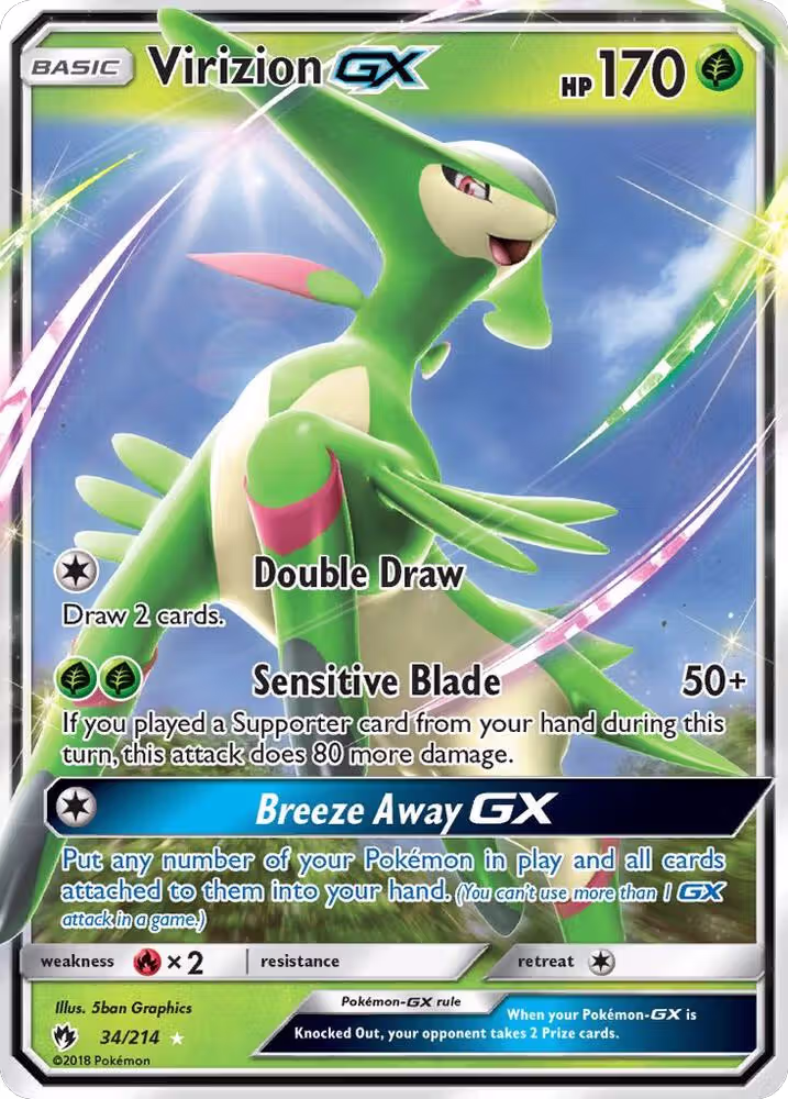 Virizion GX (34/214), SM - Lost Thunder — Pokémon card price