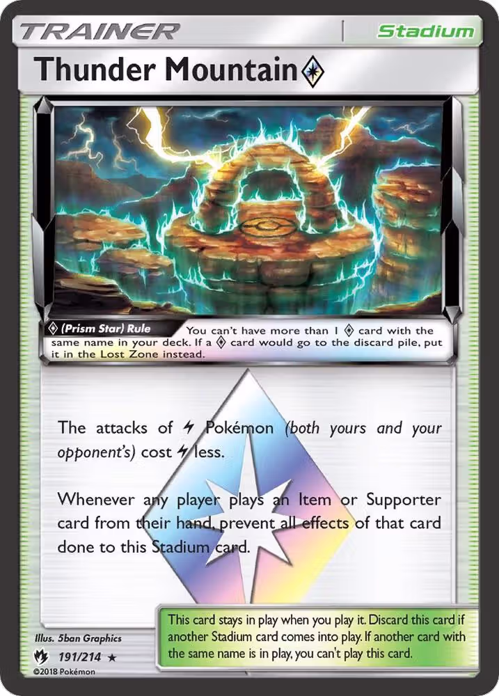 Thunder Mountain Prism Star (191/214), SM - Lost Thunder — Pokémon card price