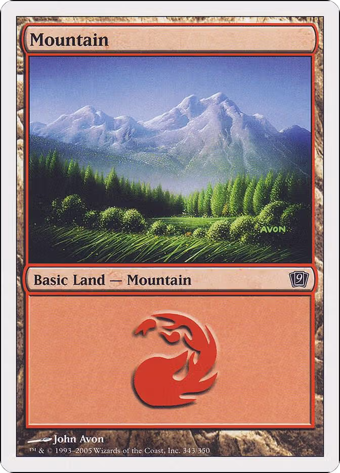 Mountain (343) (343), 9th Edition — Magic card price