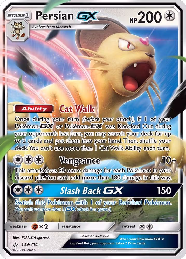 Persian GX (149/214), SM - Unbroken Bonds — Pokémon card price
