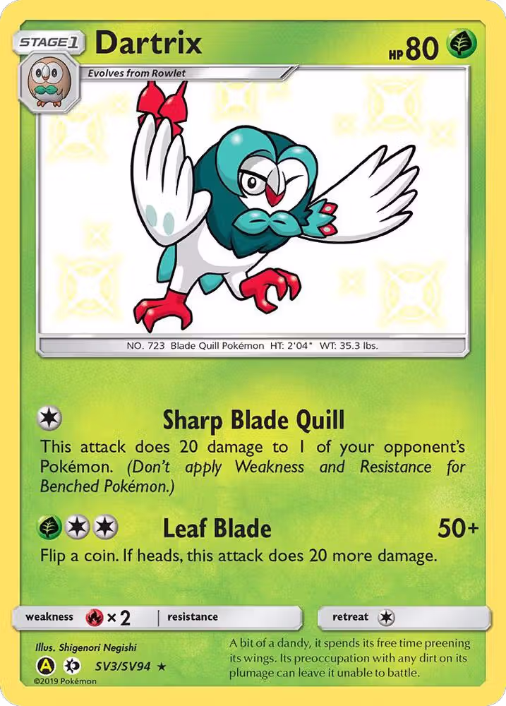 Dartrix (SV3/SV94), Hidden Fates: Shiny Vault — Pokémon card price