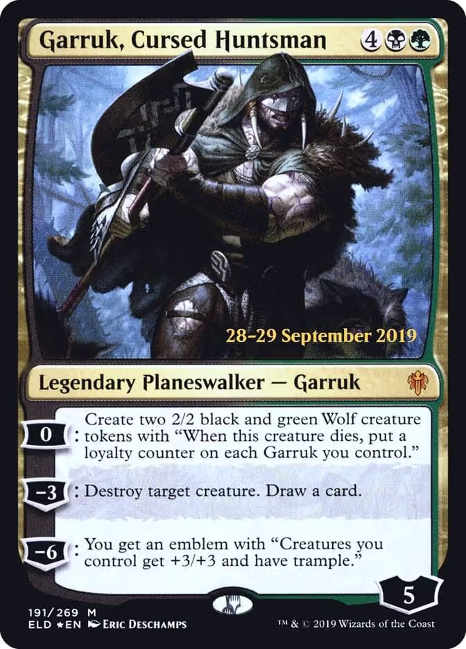 Garruk, Cursed Huntsman (191), Prerelease Cards — Magic card price