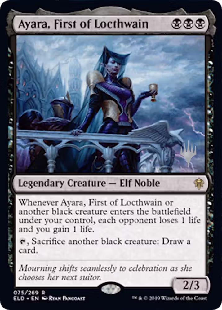 Ayara, First of Locthwain (75), Promo Pack: Throne of Eldraine — Magic card price