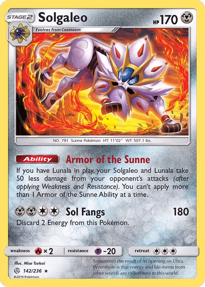 Solgaleo (142/236), SM - Cosmic Eclipse — Pokémon card price