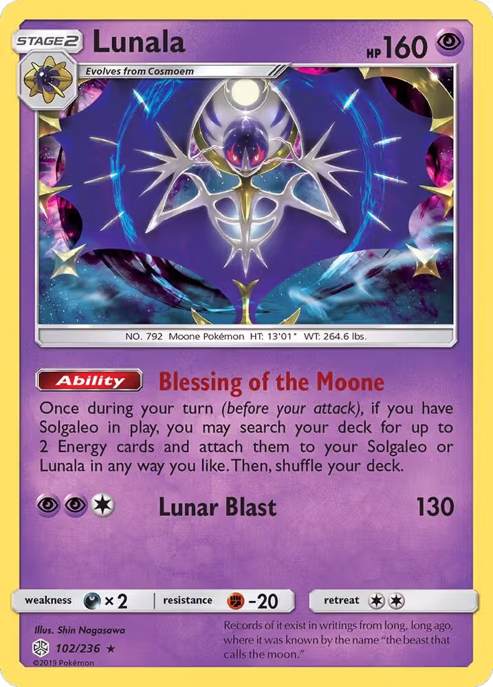Lunala (102/236), SM - Cosmic Eclipse — Pokémon card price