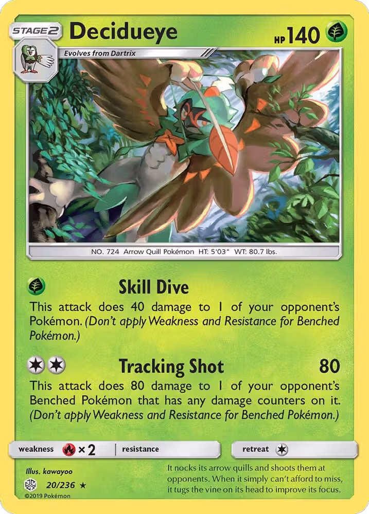 Decidueye (20/236), SM - Cosmic Eclipse — Pokémon card price
