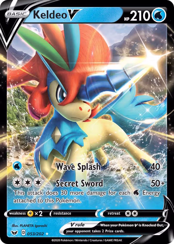 Keldeo V (053/202), Sword & Shield Base Set — Pokémon card price