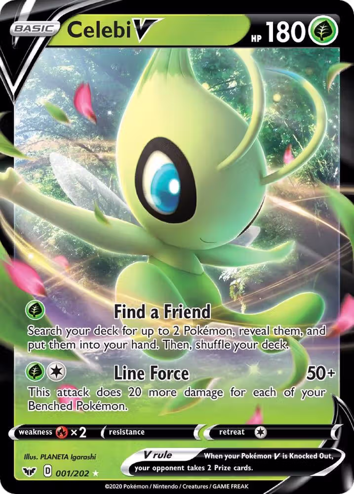 Celebi V (001/202), Sword & Shield Base Set — Pokémon card price