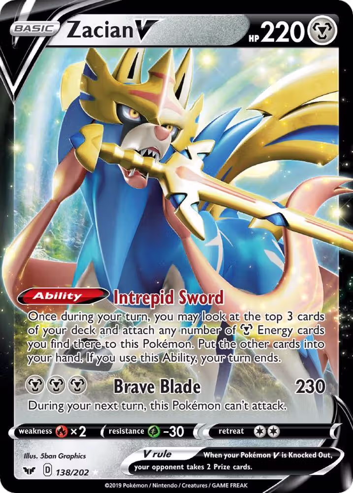 Zacian V (138/202), Sword & Shield Base Set — Pokémon card price