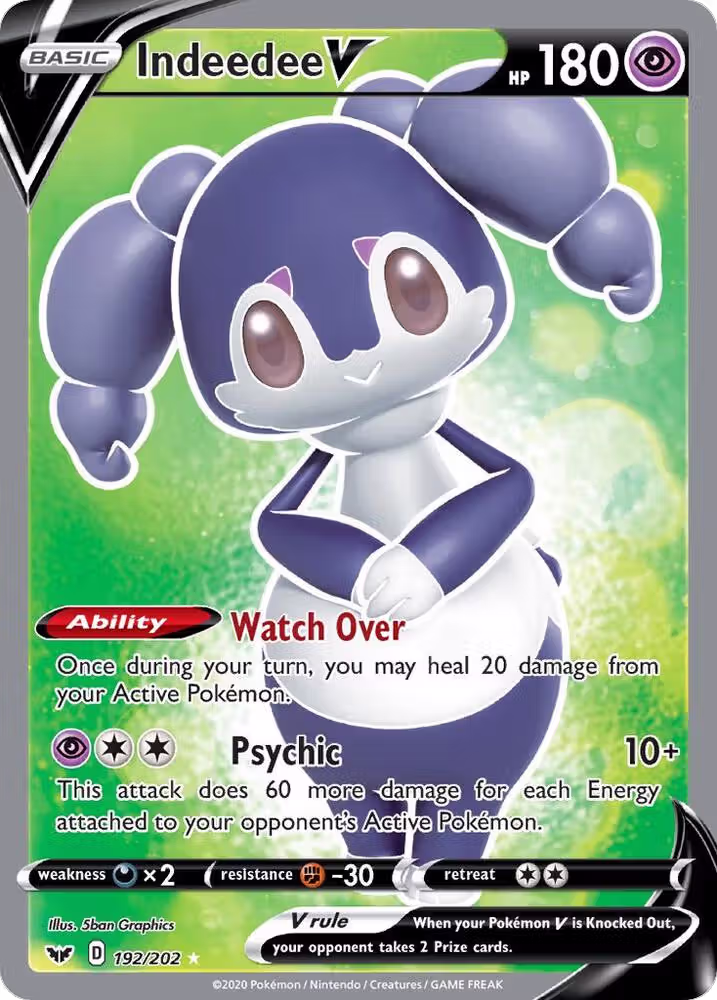 Indeedee V (Full Art) (192/202), Sword & Shield Base Set — Pokémon card price