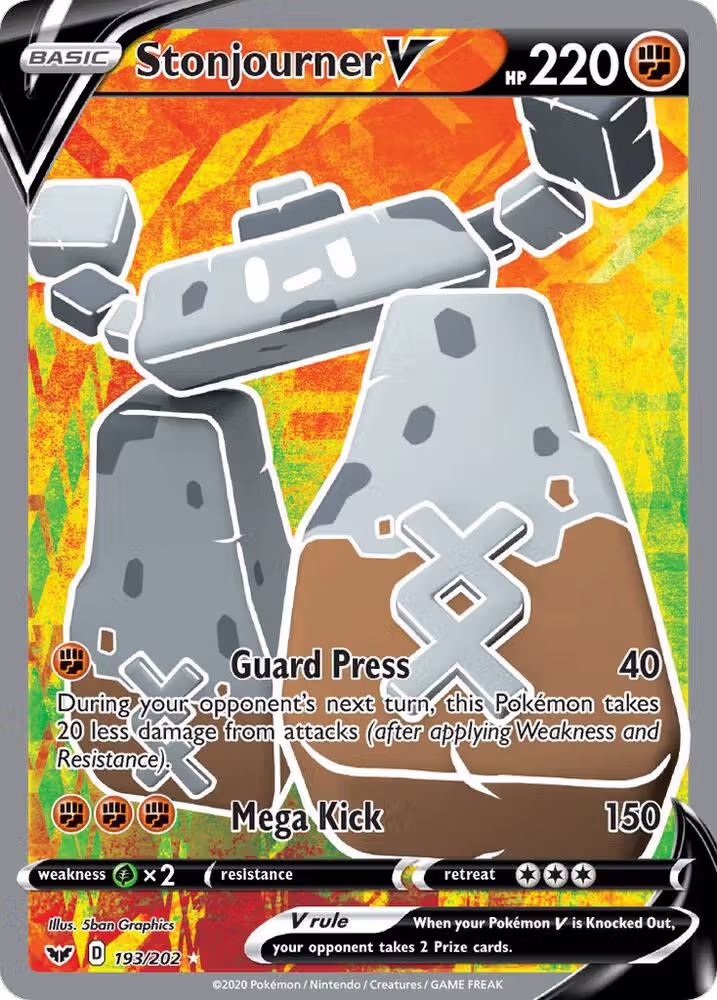 Stonjourner V (Full Art) (193/202), Sword & Shield Base Set — Pokémon card price
