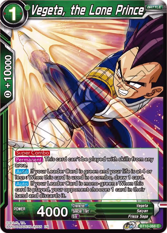 Vegeta, the Lone Prince (BT10-068), Rise of the Unison Warrior — DB Super card price