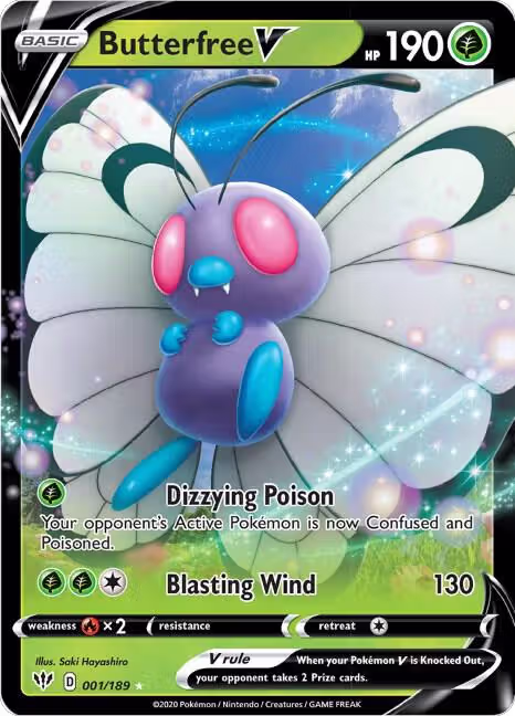 Butterfree V (001/189), Darkness Ablaze — Pokémon card price