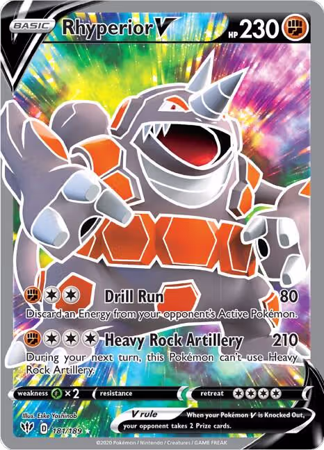 Rhyperior V (Full Art) (181/189), Darkness Ablaze — Pokémon card price