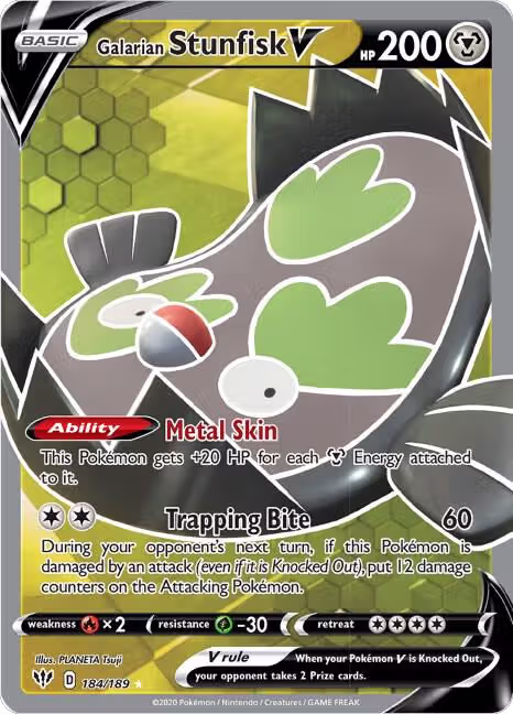 Galarian Stunfisk V (Full Art) (184/189), Darkness Ablaze — Pokémon card price
