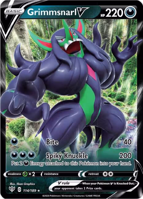 Grimmsnarl V (114/189), Darkness Ablaze — Pokémon card price