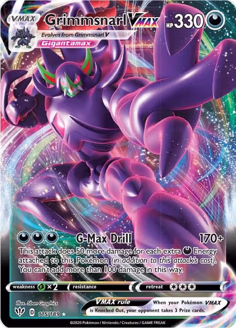 Grimmsnarl VMAX (115/189), Darkness Ablaze — Pokémon card price
