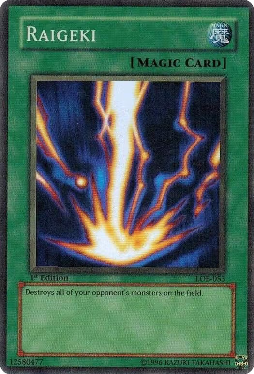Raigeki (LOB-053), The Legend of Blue Eyes White Dragon — Yu-Gi-Oh! card price