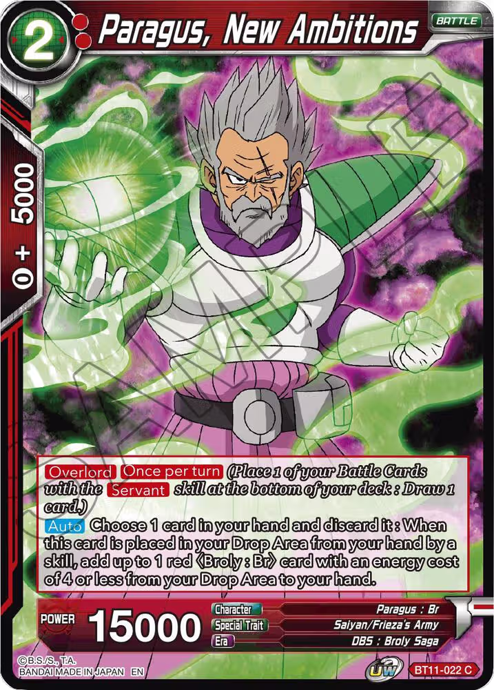 Paragus, New Ambitions (BT11-022), Vermilion Bloodline — DB Super card price