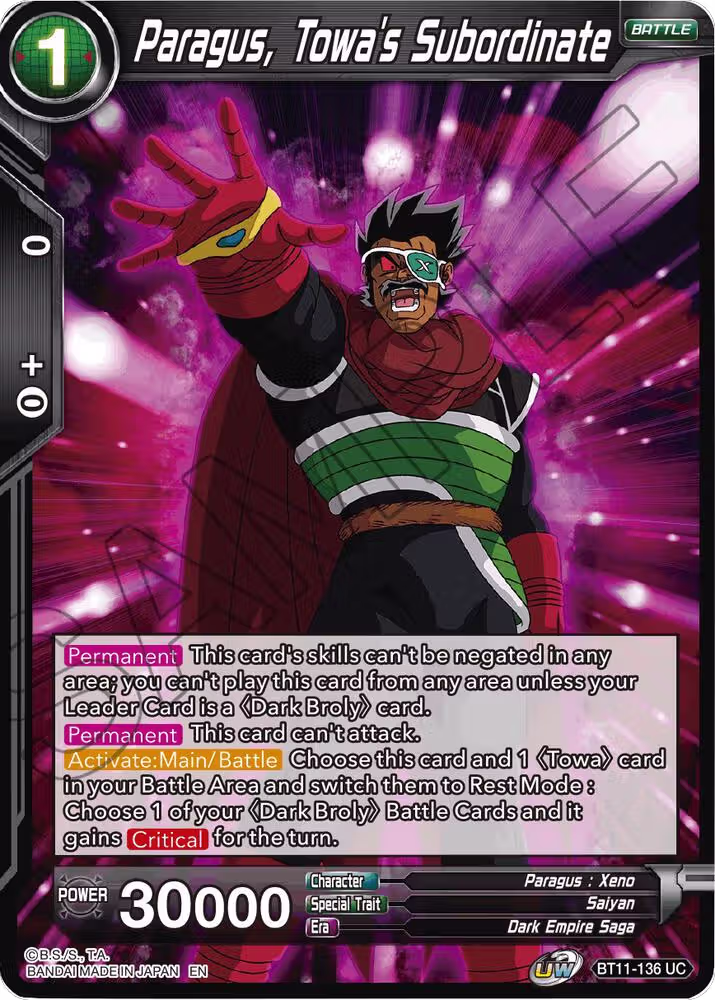 Paragus, Towa's Subordinate (BT11-136), Vermilion Bloodline — DB Super card price