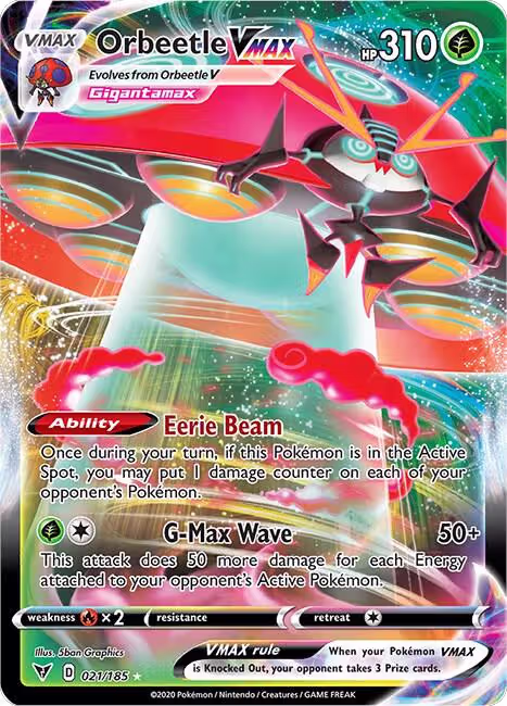 Orbeetle VMAX (021/185), Vivid Voltage — Pokémon card price
