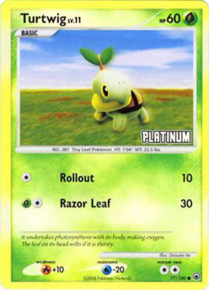 Turtwig - 77/100 [Platinum] (077/100), Burger King Promos — Pokémon card price