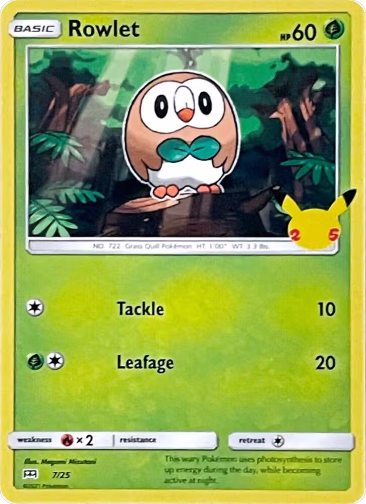 Rowlet - 7/25 (007/025), McDonald's 25th Anniversary Promos — Pokémon card price