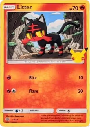Litten - 15/25 (015/025), McDonald's 25th Anniversary Promos — Pokémon card price