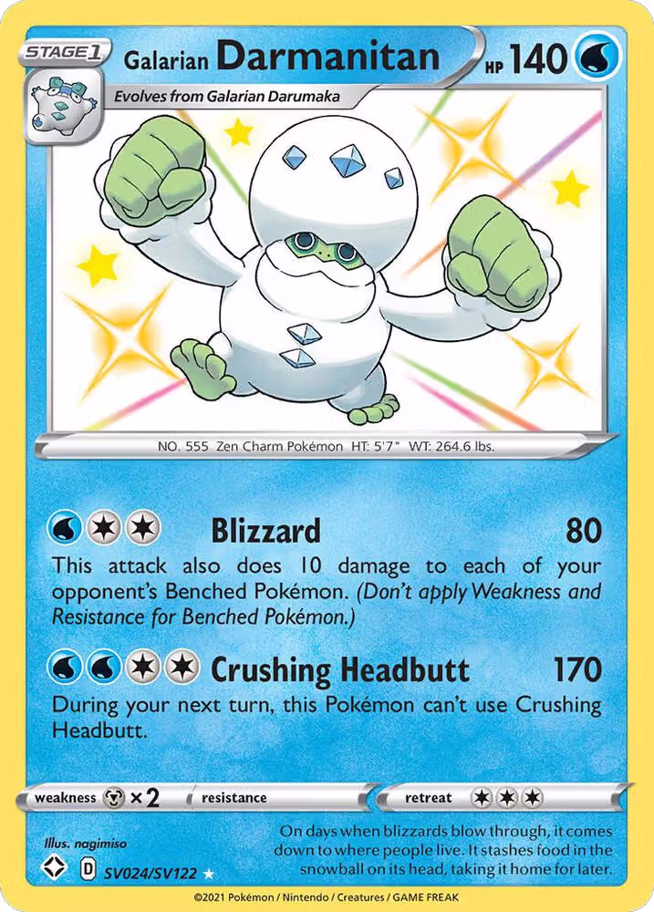 Galarian Darmanitan (SV024/SV122), Shining Fates: Shiny Vault — Pokémon card price