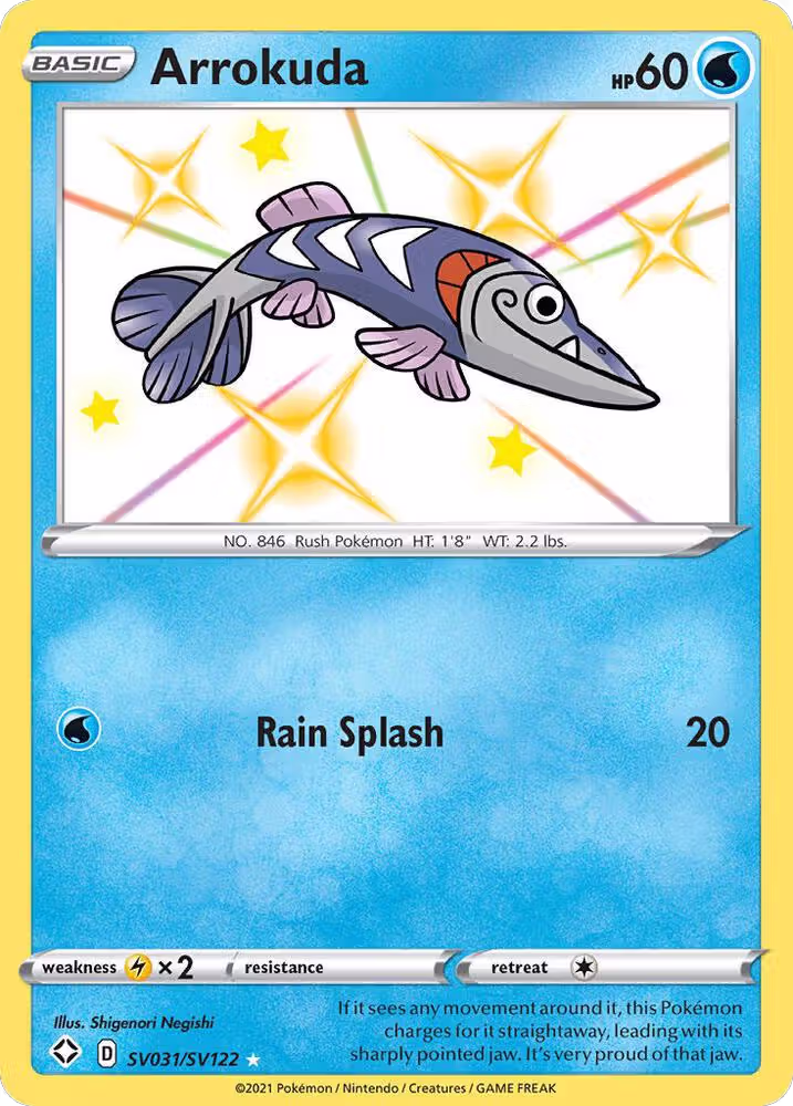 Arrokuda (SV031/SV122), Shining Fates: Shiny Vault — Pokémon card price