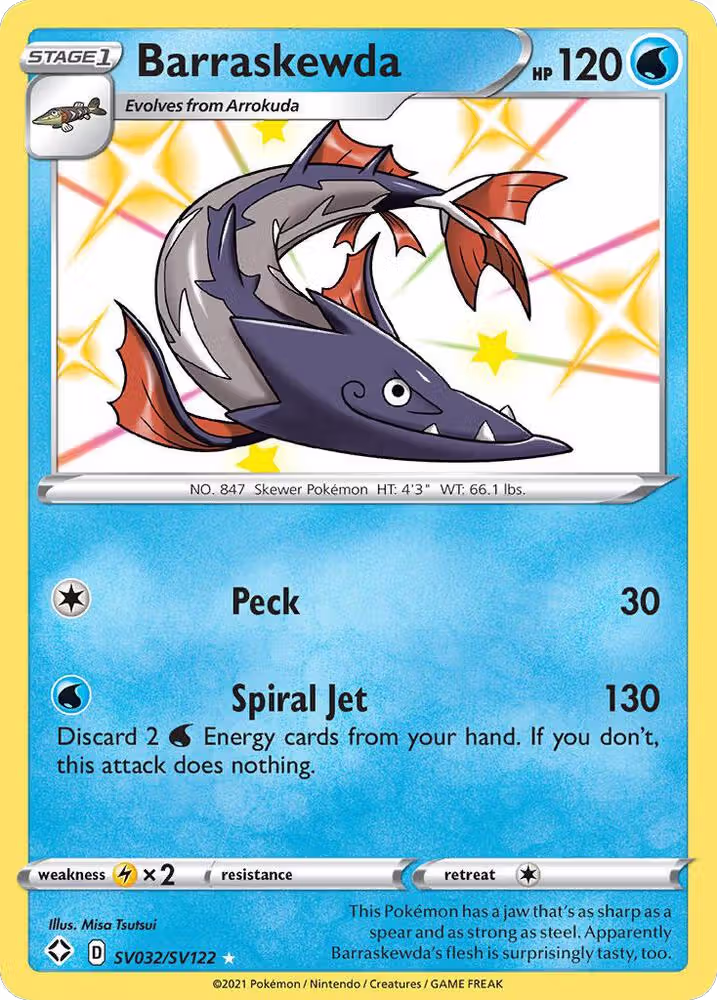 Barraskewda (SV032/SV122), Shining Fates: Shiny Vault — Pokémon card price
