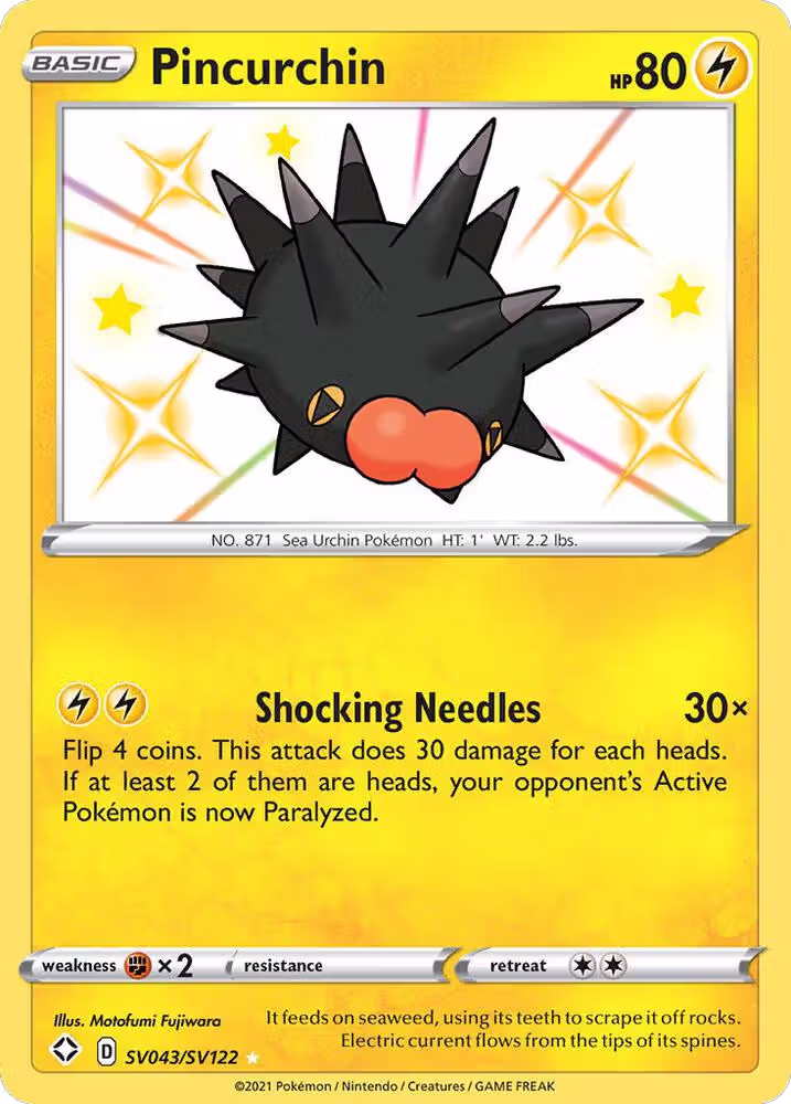 Pincurchin (SV043/SV122), Shining Fates: Shiny Vault — Pokémon card price