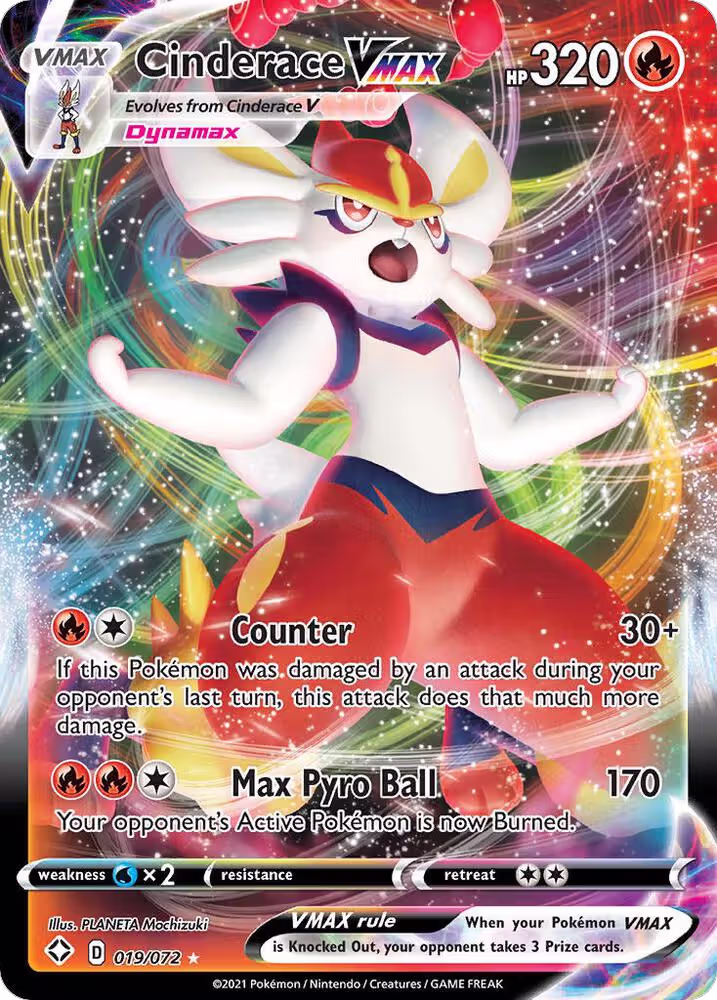 Cinderace VMAX (019/072), Shining Fates — Pokémon card price