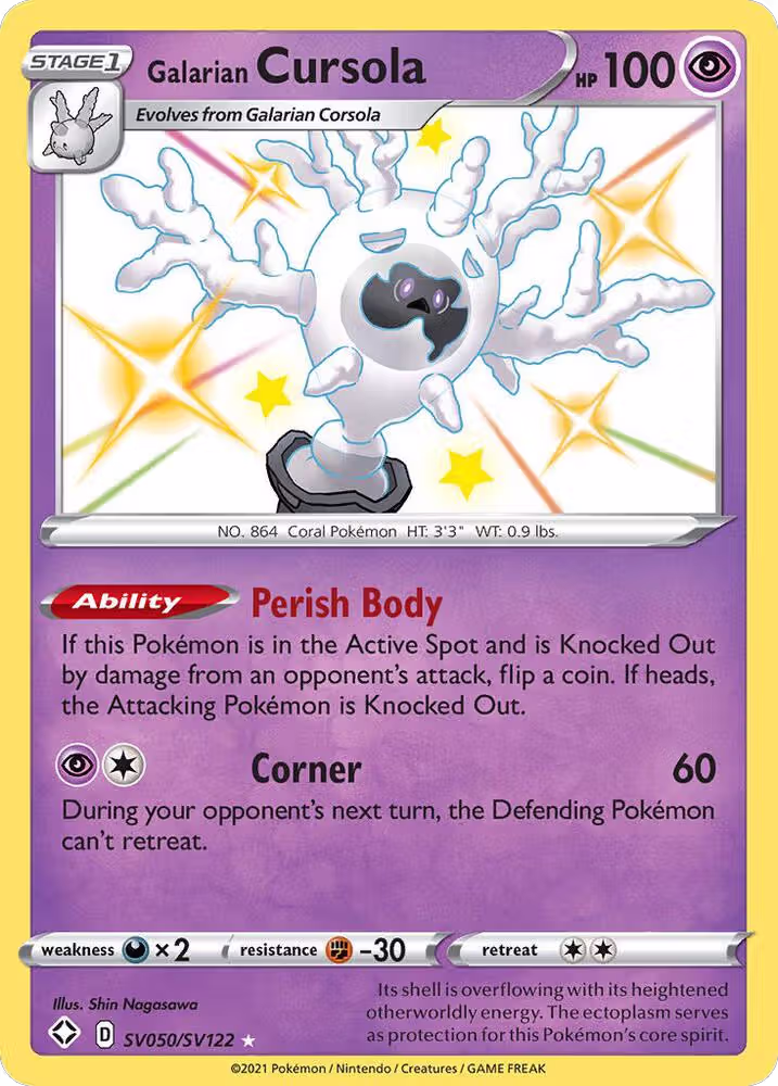 Galarian Cursola (SV050/SV122), Shining Fates: Shiny Vault — Pokémon card price