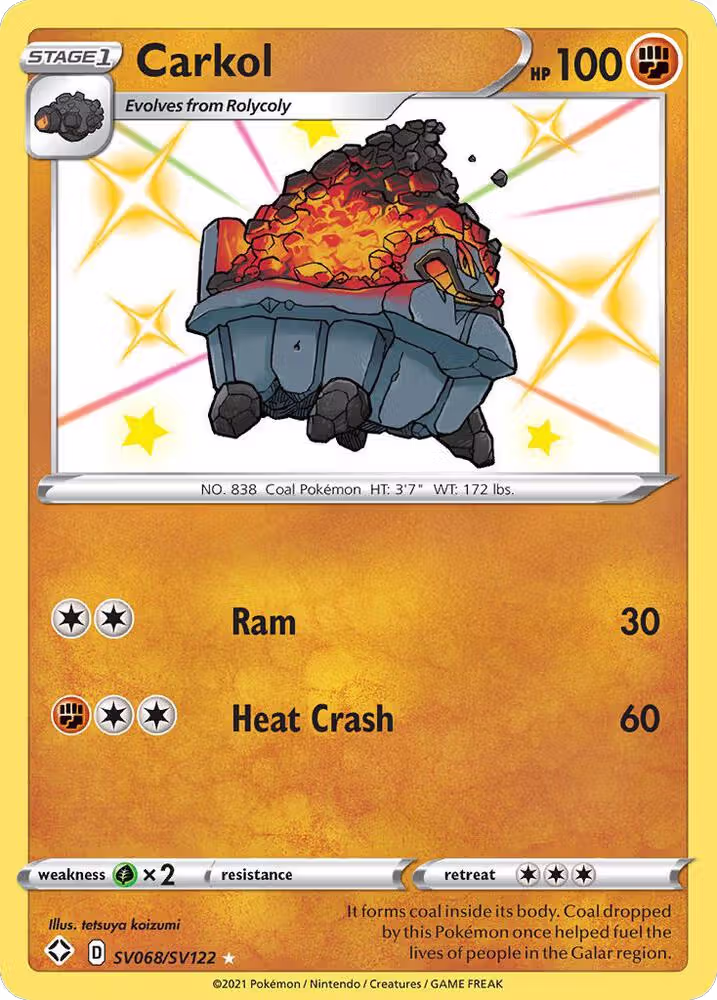 Carkol (SV068/SV122), Shining Fates: Shiny Vault — Pokémon card price