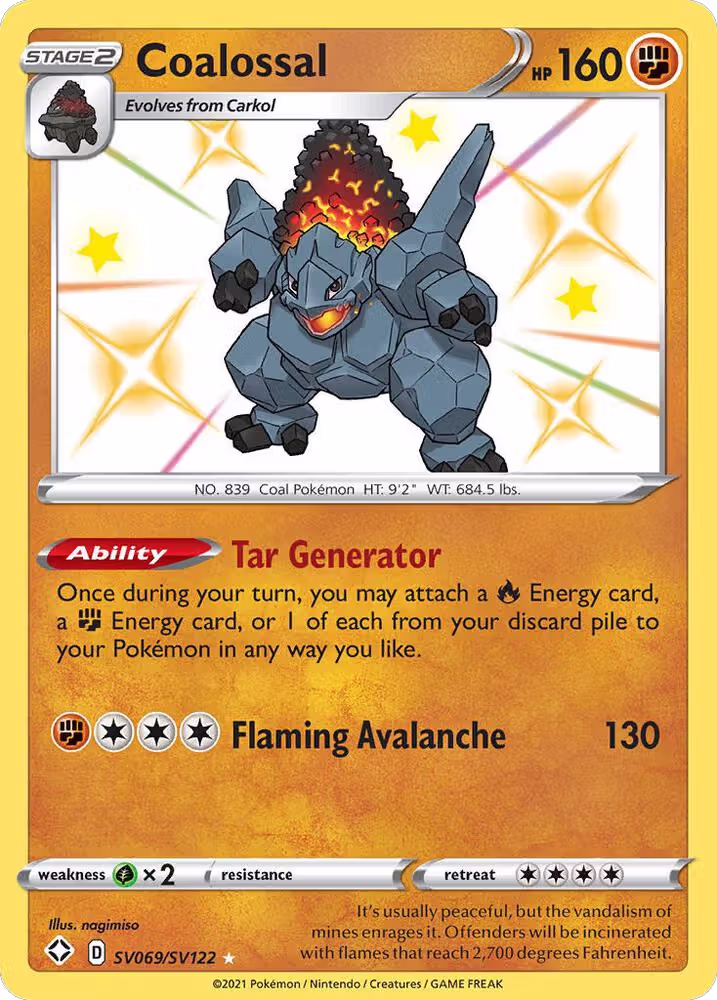 Coalossal (SV069/SV122), Shining Fates: Shiny Vault — Pokémon card price