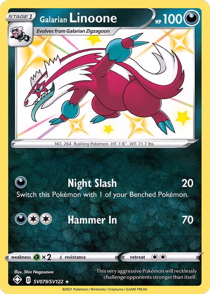 Galarian Linoone (SV079/SV122), Shining Fates: Shiny Vault — Pokémon card price