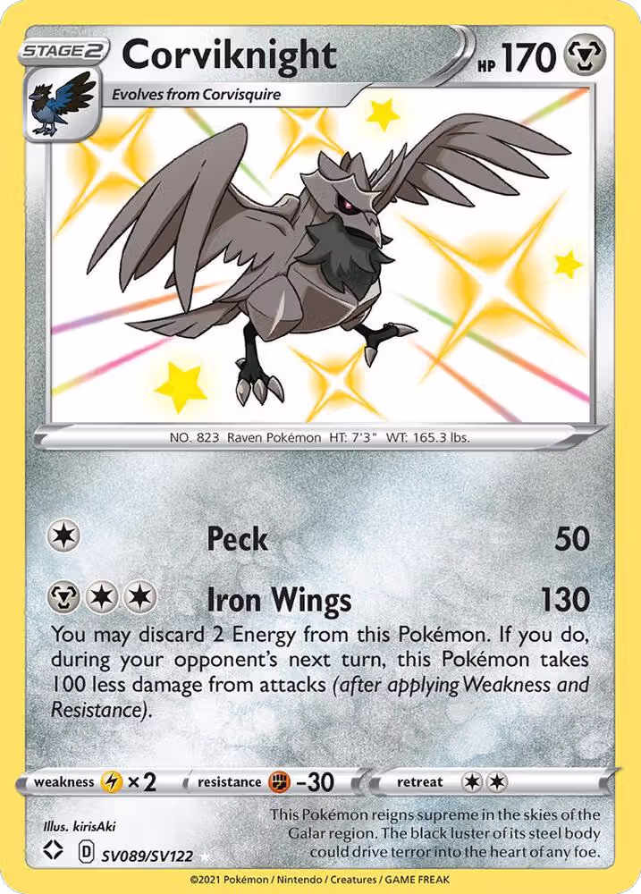 Corviknight (SV089/SV122), Shining Fates: Shiny Vault — Pokémon card price