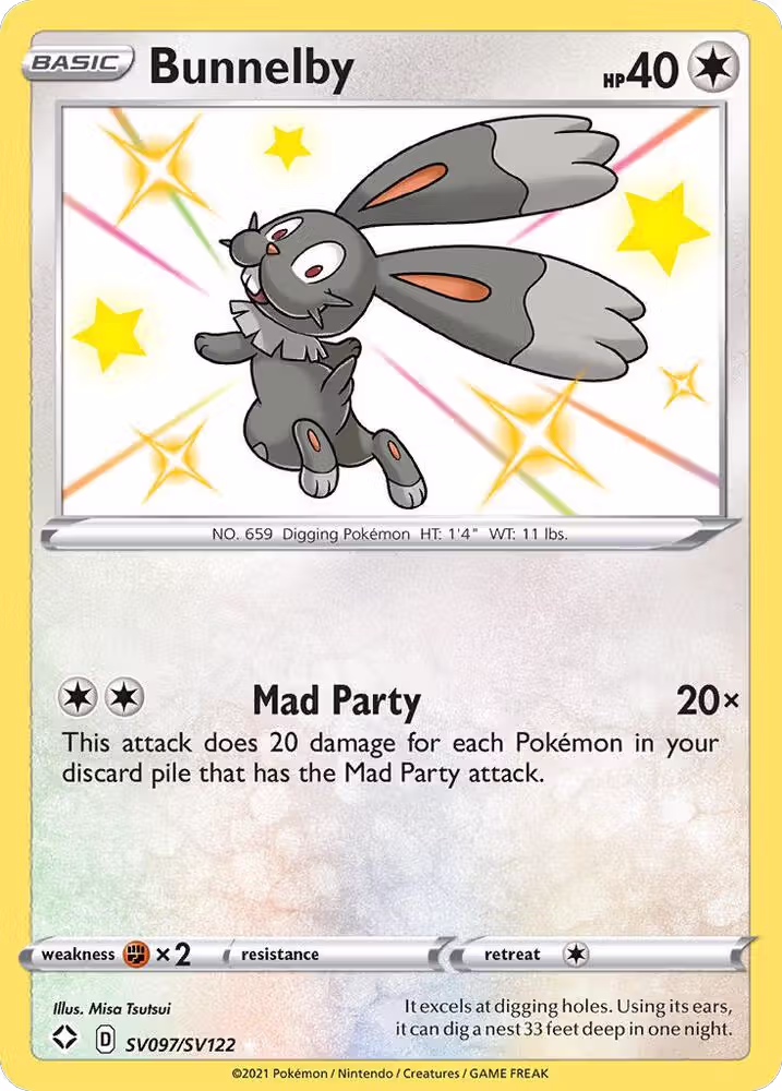 Bunnelby (SV097/SV122), Shining Fates: Shiny Vault — Pokémon card price